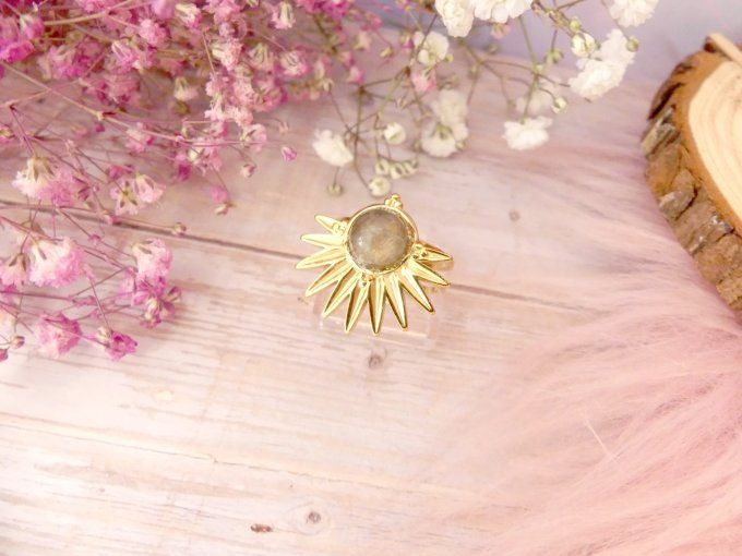 Bague SOLAIRE acier doré 