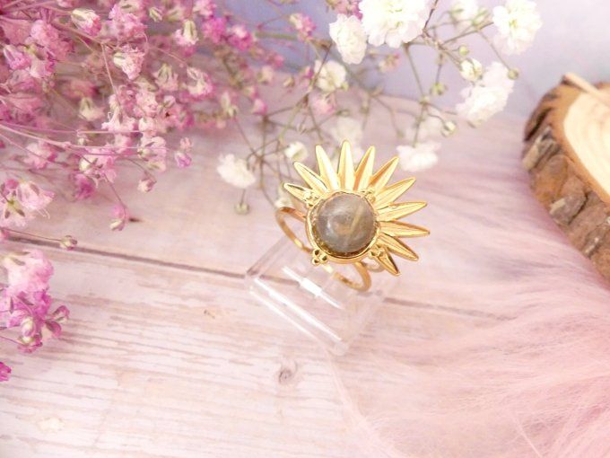 Bague SOLAIRE acier doré 