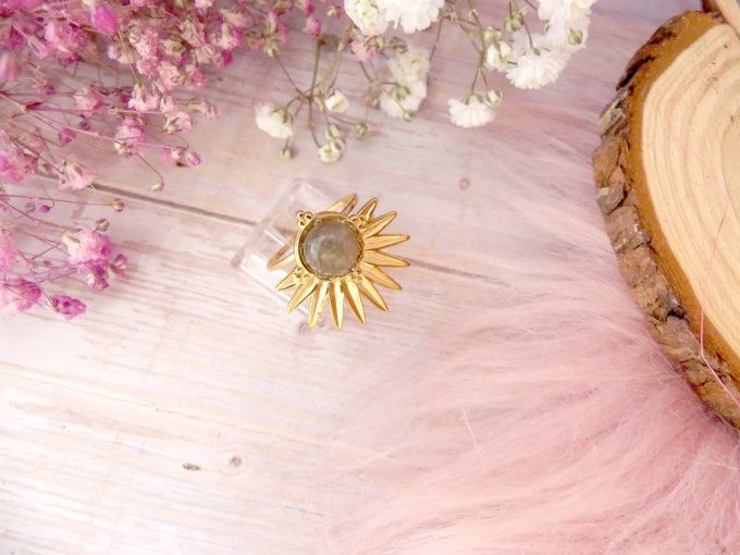 Bague SOLAIRE acier doré 