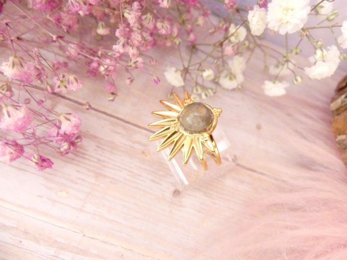 Bague SOLAIRE acier doré 