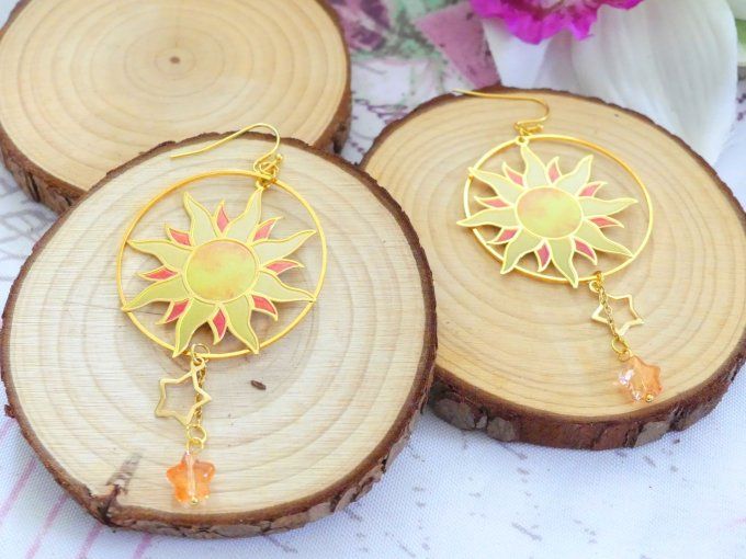 Boucles d'oreilles créoles doré soleil étincelant