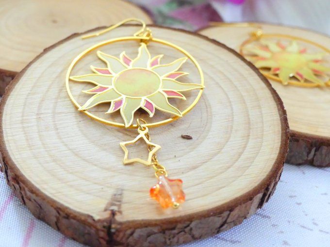 Boucles d'oreilles créoles doré soleil étincelant