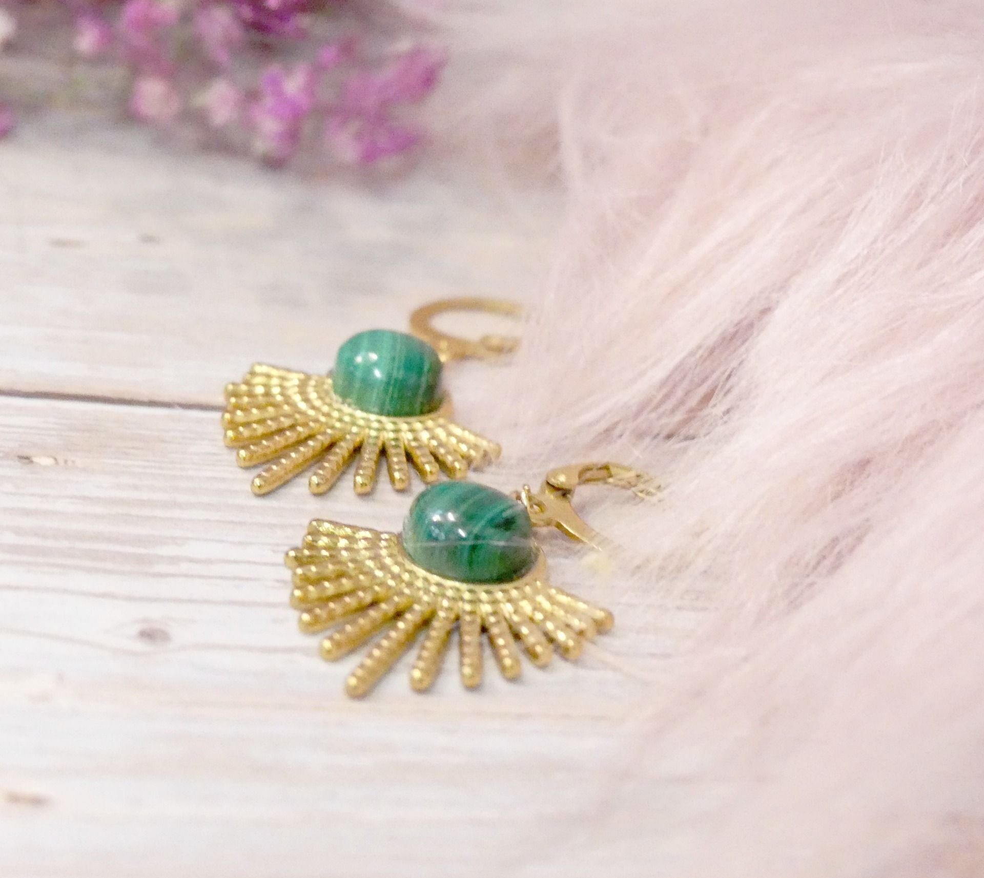 Boucles d'oreilles SOLAIRE en acier inoxydable doré 18k et 