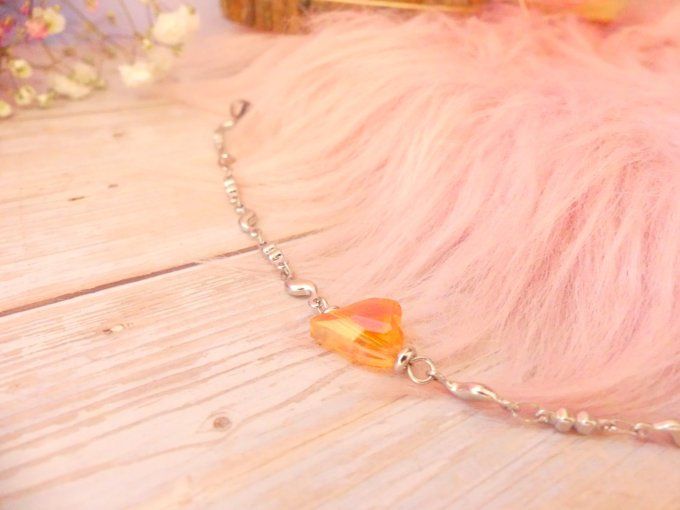 Bracelet de cheville acier argent et crista