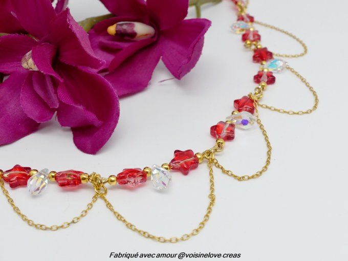 Bracelet de cheville lolita doré et rouge