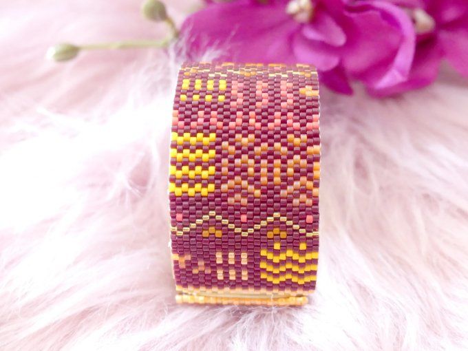 Bracelet jonc ethnique tissé perles été indien