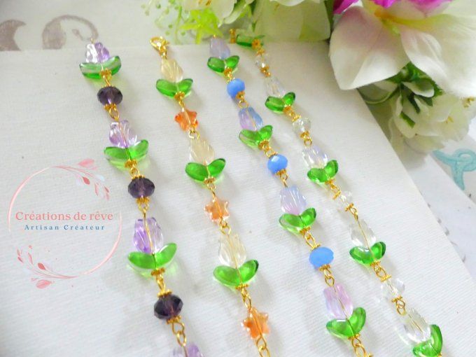 Bracelets floral en perles de verre tchèque