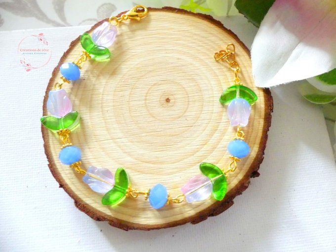 Bracelets floral en perles de verre tchèque