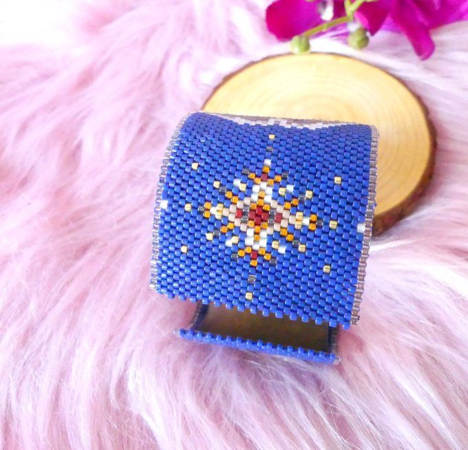 Bracelet jonc tissé perles miyuki Hibou blanc