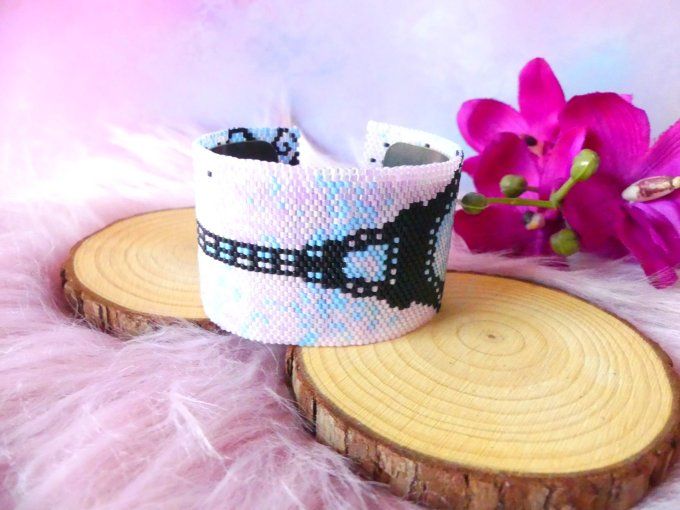 Bracelet jonc tissé perles miyuki "Love Paris"