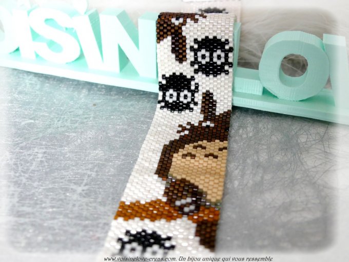 Bracelet tissé perles miyuki  kawaii Totoro entièrement réalisé par mes soins dans mon atelier avec 