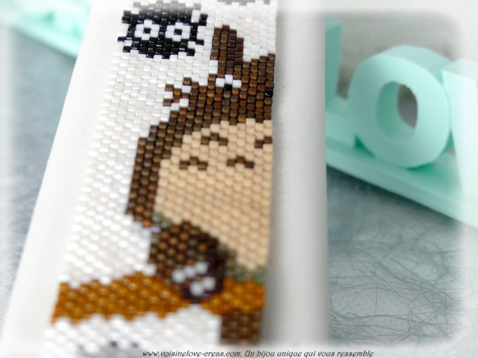 Bracelet tissé perles miyuki  kawaii Totoro entièrement réalisé par mes soins dans mon atelier avec 