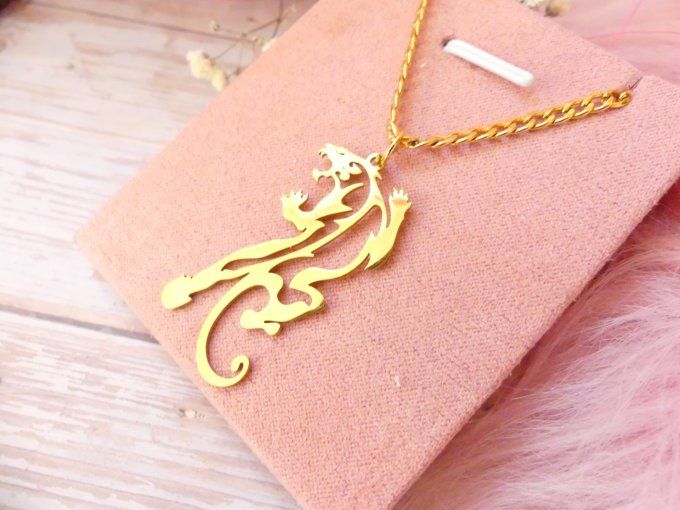 Collier Panthère en acier doré 18k mixte