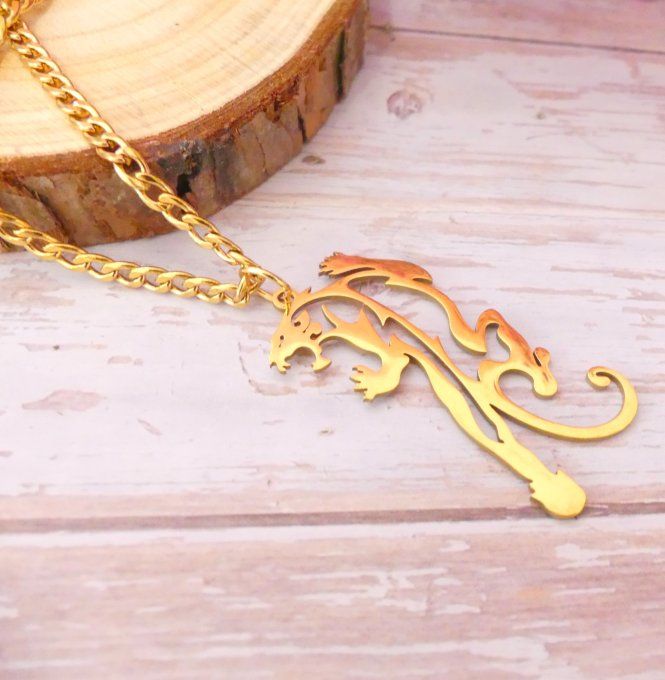 Collier Panthère en acier doré 18k mixte