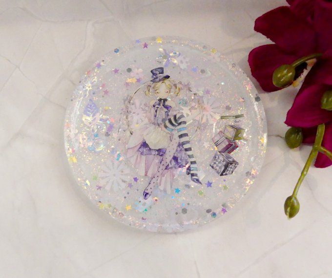 Dessous de verre rond trapéziste vintage et kawaii