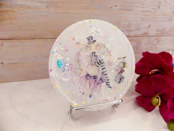 Dessous de verre rond trapéziste vintage et kawaii