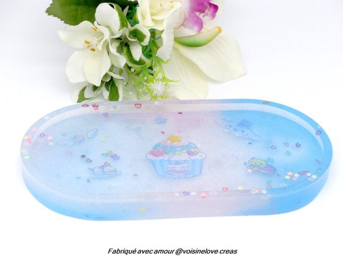 Plateau multi fonctions bleu et rose kawaii