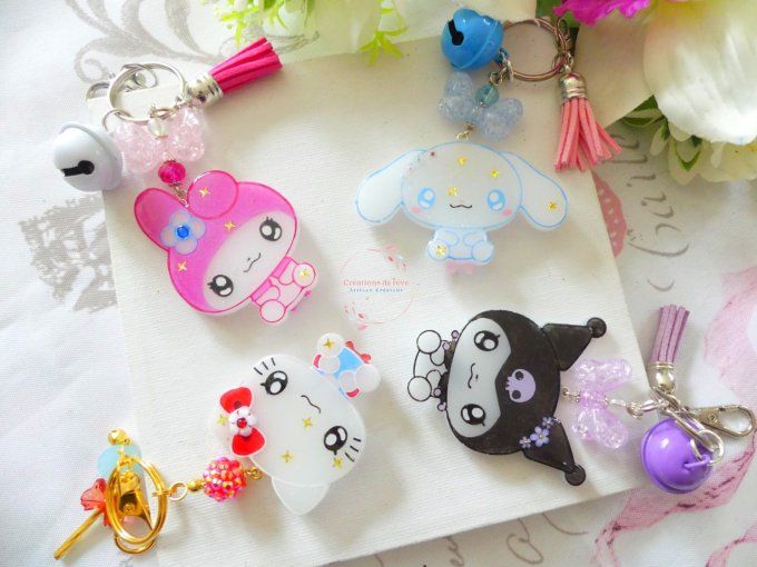 Portes clefs sanrio en résine époxy