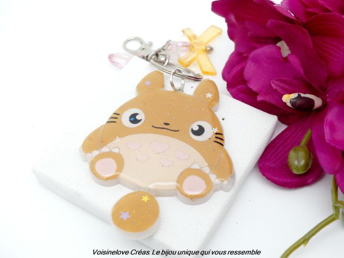 Porte clef Totoro résine époxy marron clair
