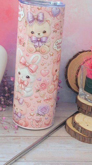 Tumbler en inox avec ses peluches kawaii